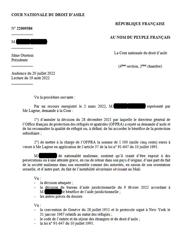 régugié Mali homosexualité